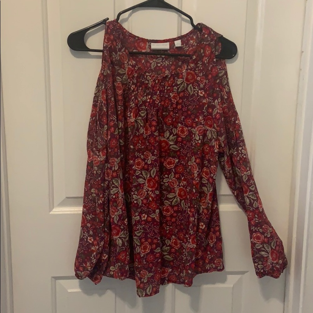 Floral Blouse with Open Shoulders